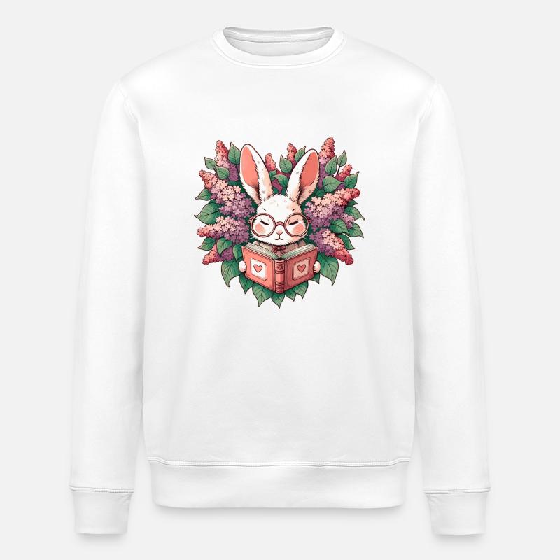 Lesender Hase - Stanley/Stella Unisex Bio-Sweatshirt ROLLER - Weiß