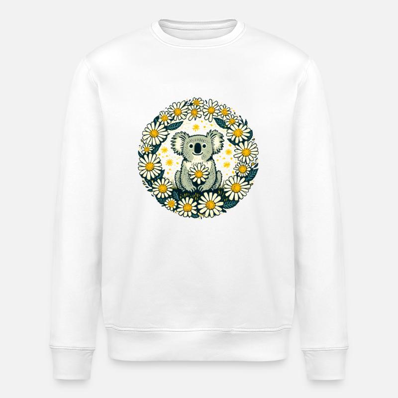 Koala, Bär und Gänseblümchen - Stanley/Stella Unisex Bio-Sweatshirt ROLLER - Weiß