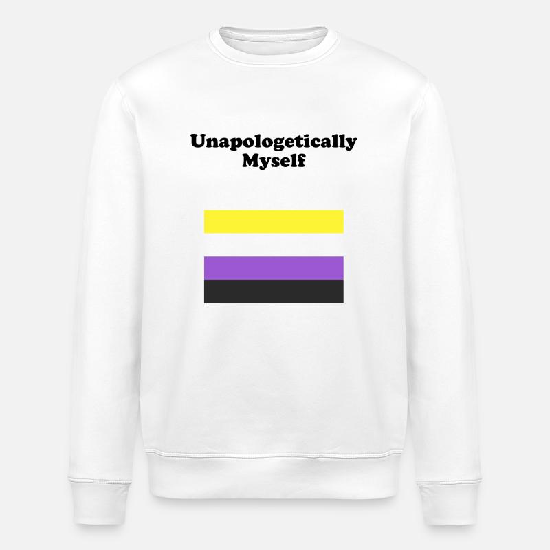 Non Binary Flag Unapologetically Myself - Stanley/Stella ROLLER Unisex Organic Sweatshirt - white