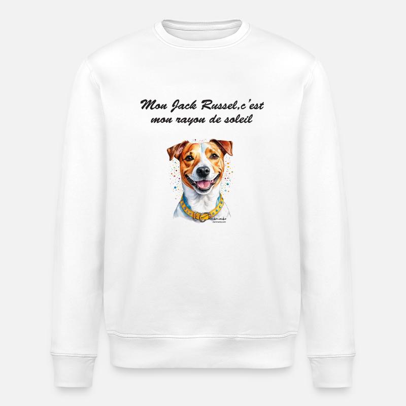 Jack Russel rayon de soleil - Sweat bio ROLLER Stanley/Stella Unisexe - blanc