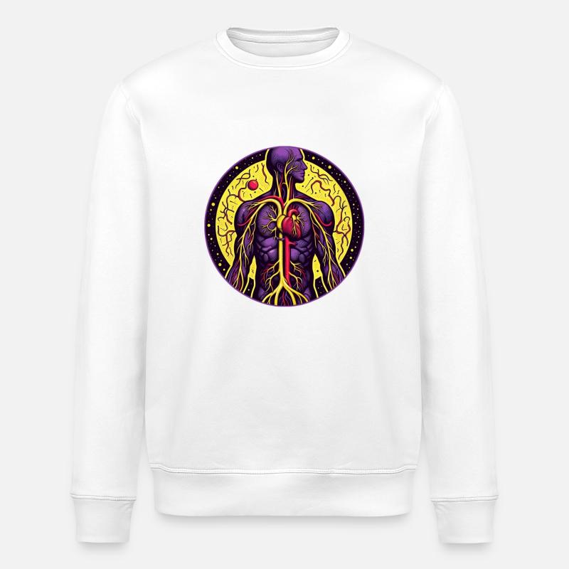 Lebendiges anatomisches Herz - Stanley/Stella Unisex Bio-Sweatshirt ROLLER - Weiß