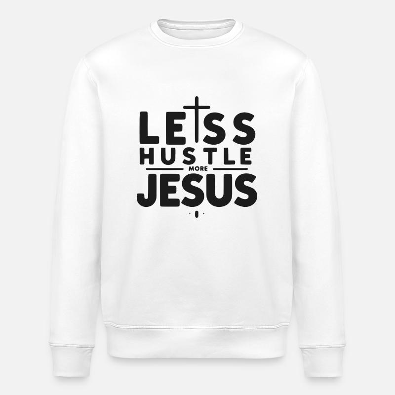 Moins d’agitation Plus Jésus - Sweat bio ROLLER Stanley/Stella Unisexe - blanc