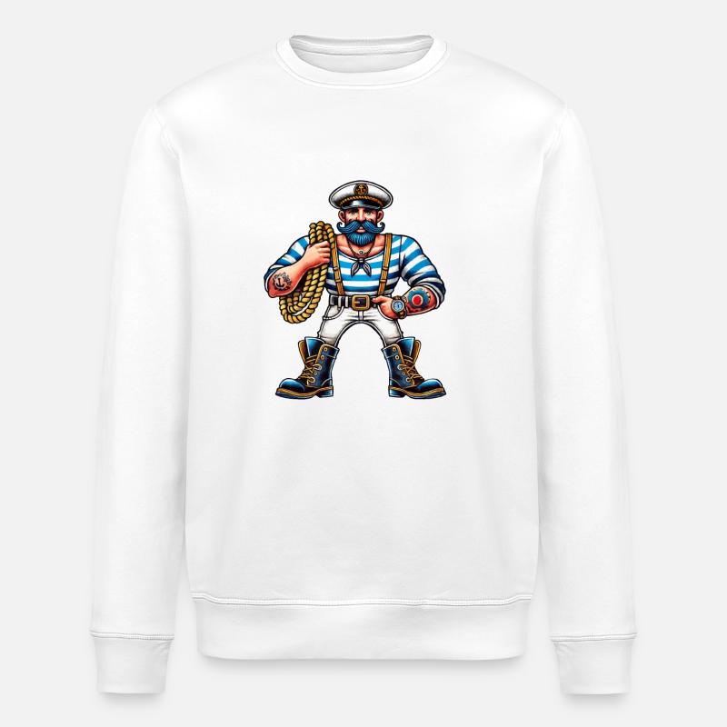 Matrose Seemann Comic - Stanley/Stella Unisex Bio-Sweatshirt ROLLER - Weiß