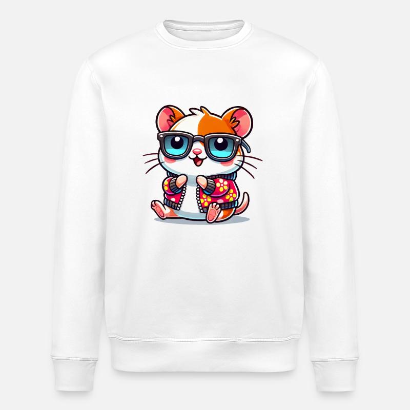 hamster comic cool - Stanley/Stella ROLLER Unisex Organic Sweatshirt - white