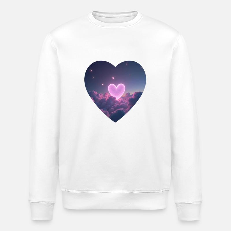 Herz Sterne Himmel - Stanley/Stella Unisex Bio-Sweatshirt ROLLER - Weiß