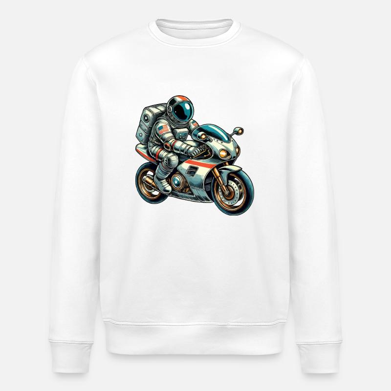 Astronaut Motorrad - Stanley/Stella Unisex Bio-Sweatshirt ROLLER - Weiß