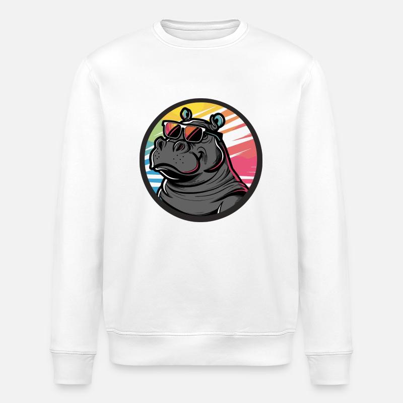 Nilpferd Cool Comic - Stanley/Stella Unisex Bio-Sweatshirt ROLLER - Weiß