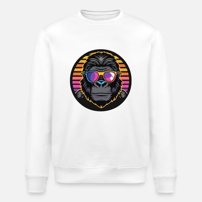 Gorilla Comic Cool - Stanley/Stella ROLLER Unisex Organic Sweatshirt - white