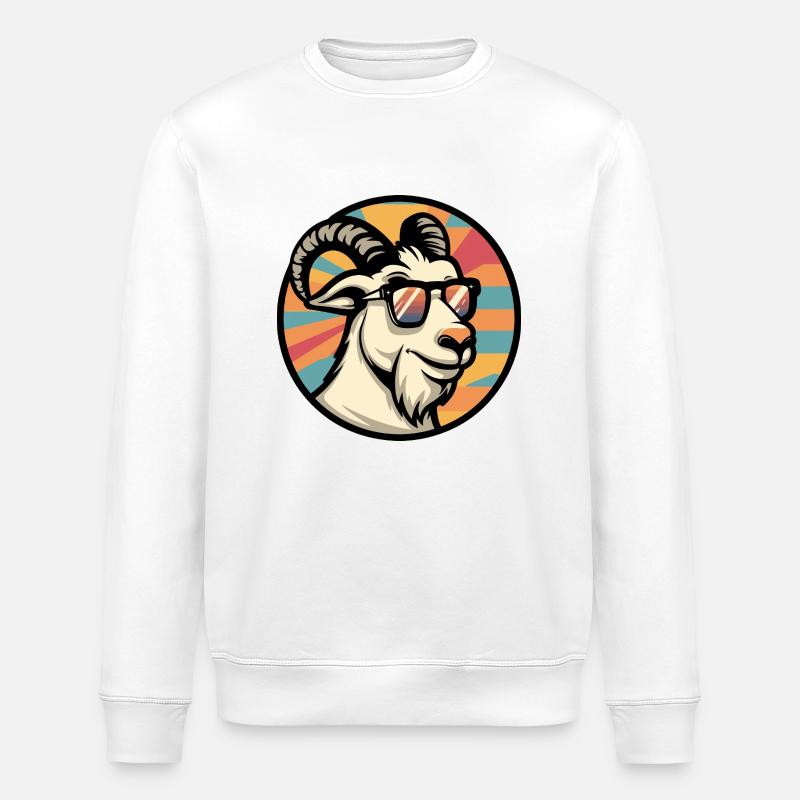 Mountain Goat Comic Cool - Stanley/Stella ROLLER Unisex Organic Sweatshirt - white