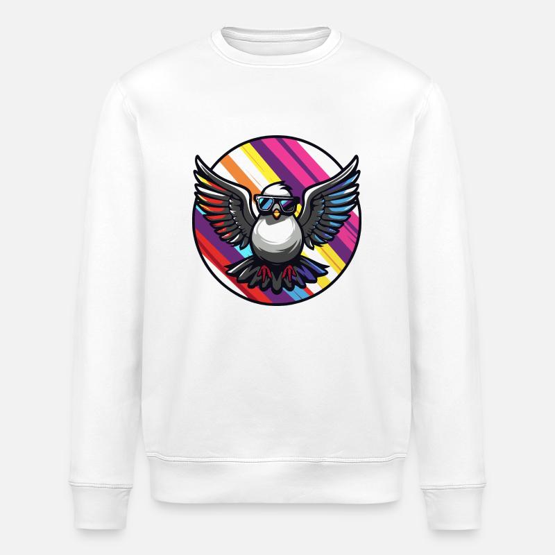 Colombe oiseau bande dessinée cool - Sweat bio ROLLER Stanley/Stella Unisexe - blanc