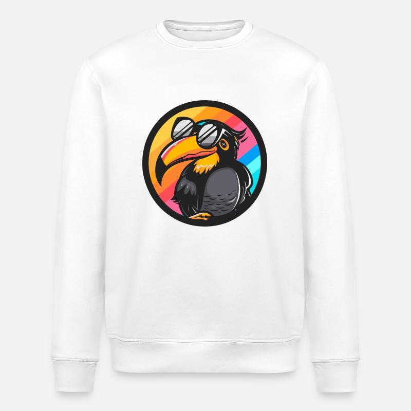 Tukan Vogel Comic Cool - Stanley/Stella Unisex Bio-Sweatshirt ROLLER - Weiß