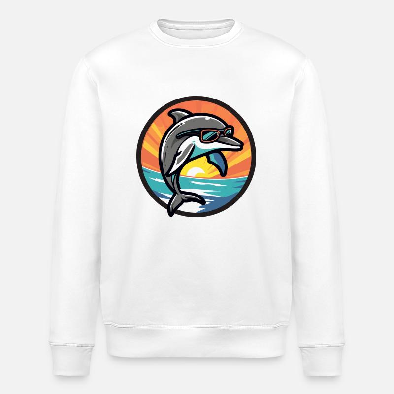 Delfin Cool Comic - Stanley/Stella Unisex Bio-Sweatshirt ROLLER - Weiß