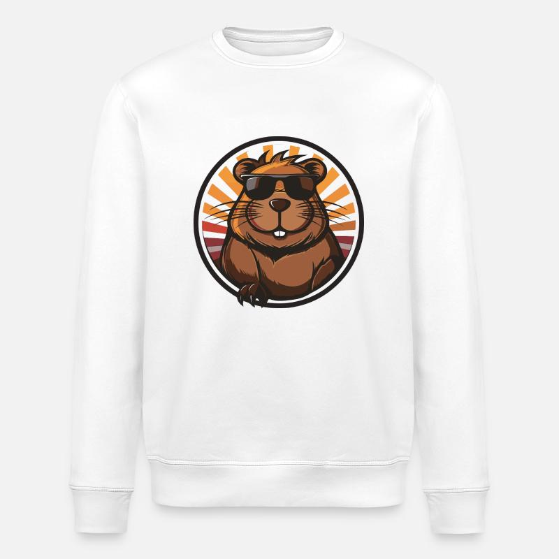 Beaver Comic - Stanley/Stella ROLLER Unisex Organic Sweatshirt - white