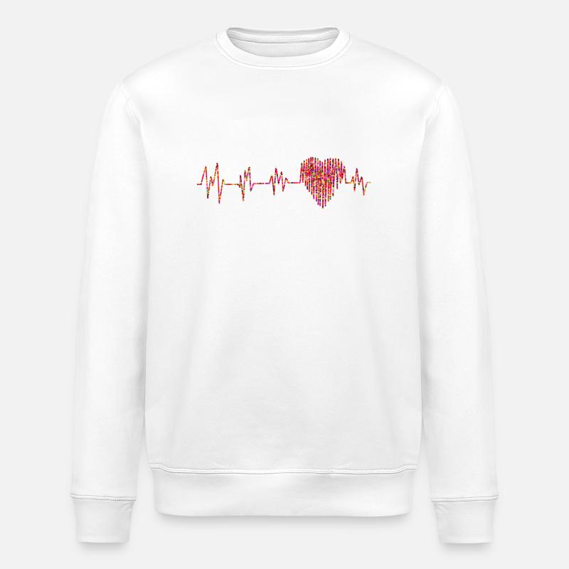 Bunter Herzschlag Geschenkidee - Stanley/Stella Unisex Bio-Sweatshirt ROLLER - Weiß