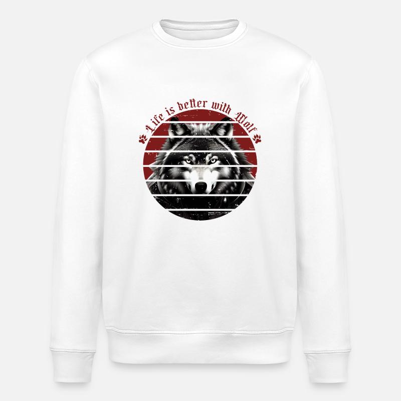 Life is better with wolves - Stanley/Stella ROLLER Unisex Organic Sweatshirt - white