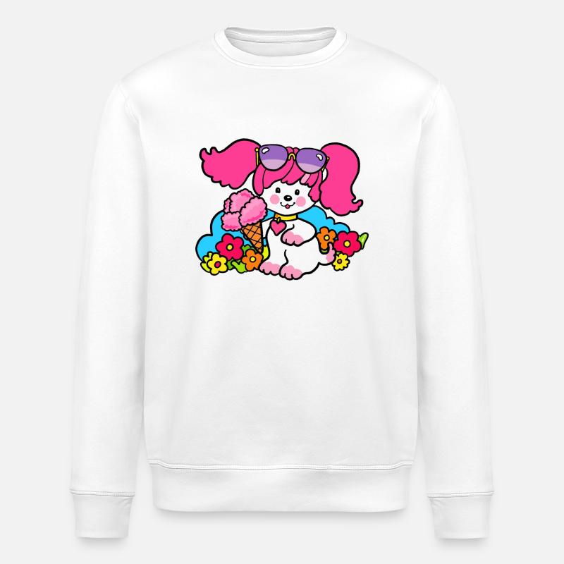 Chien Poochie rose - Sweat bio ROLLER Stanley/Stella Unisexe - blanc