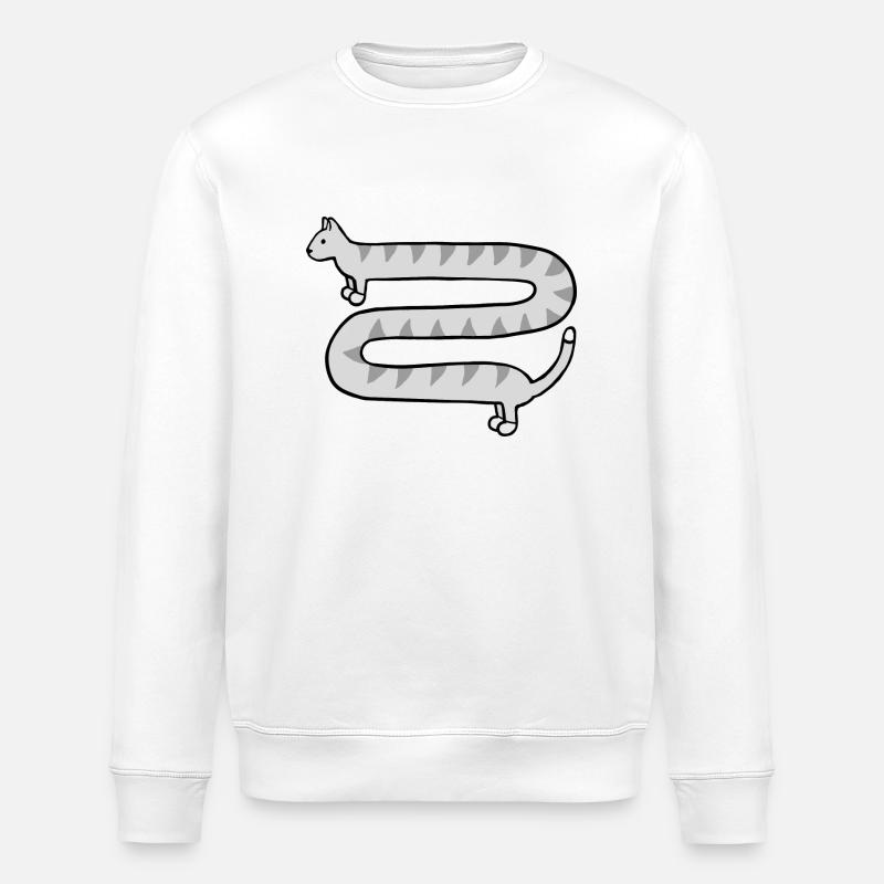 Mignon long chat tigré gris - Sweat bio ROLLER Stanley/Stella Unisexe - blanc