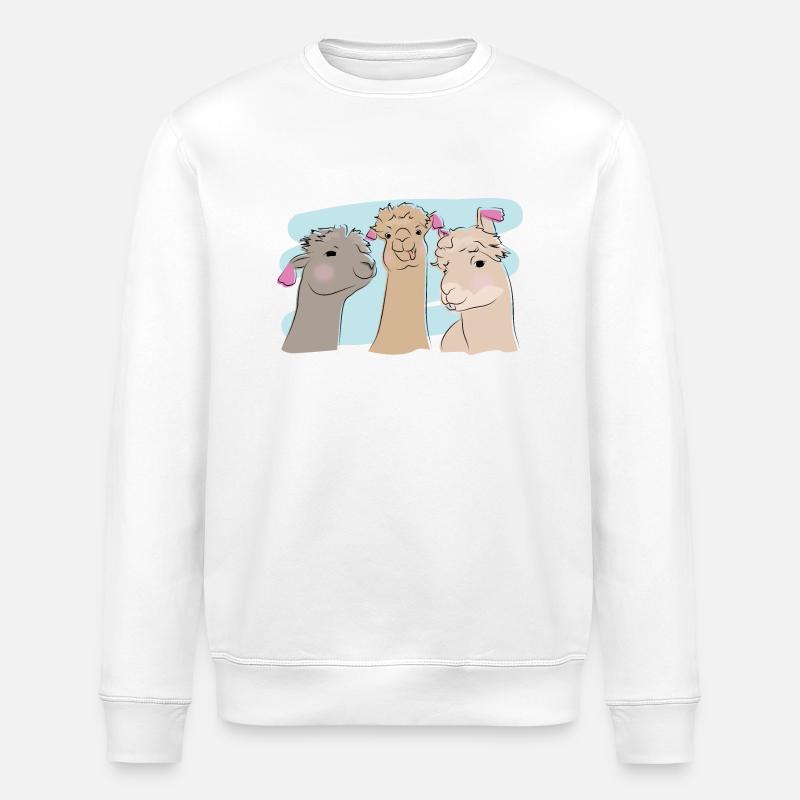 Illustrated design with alpacas - Stanley/Stella ROLLER Unisex Organic Sweatshirt - white