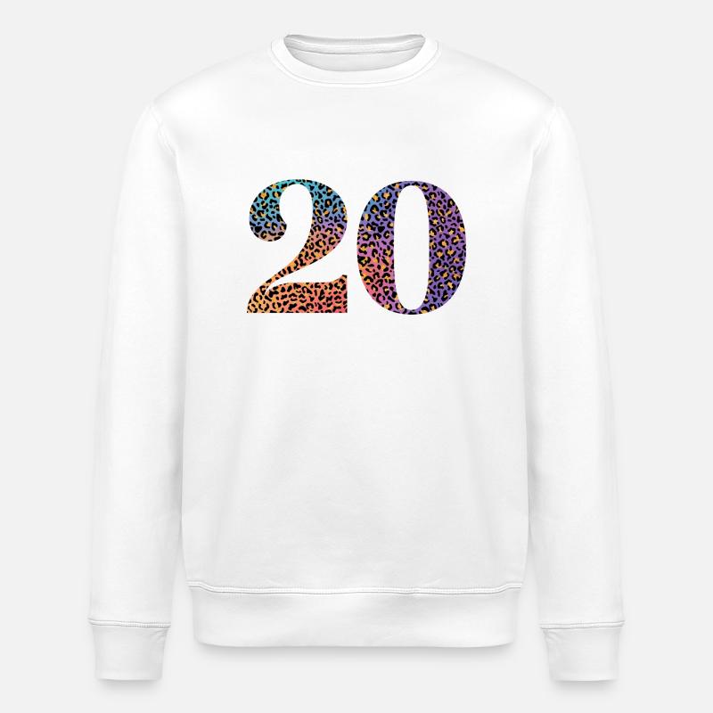 20th Anniversary Leopard - Stanley/Stella ROLLER Unisex Organic Sweatshirt - white
