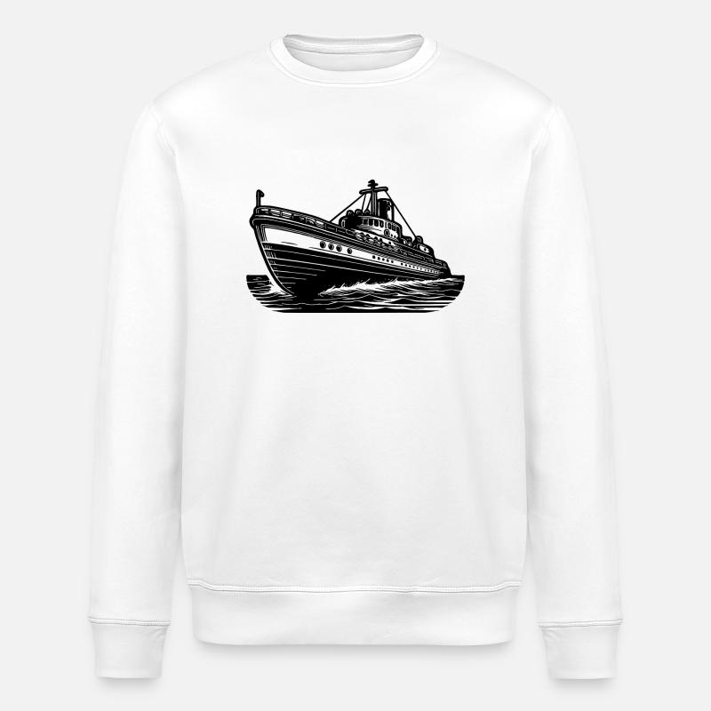 Schnittiges Hochseeschiff Kutter Schlepper - Stanley/Stella Unisex Bio-Sweatshirt ROLLER - Weiß