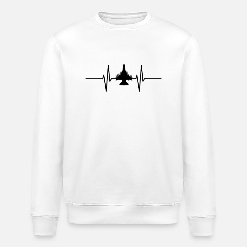 Herzschlag mit Jet / Flugzeug - Stanley/Stella Unisex Bio-Sweatshirt ROLLER - Weiß