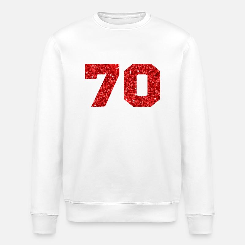 70 Red Glitter - 70th Anniversary - Stanley/Stella ROLLER Unisex Organic Sweatshirt - white