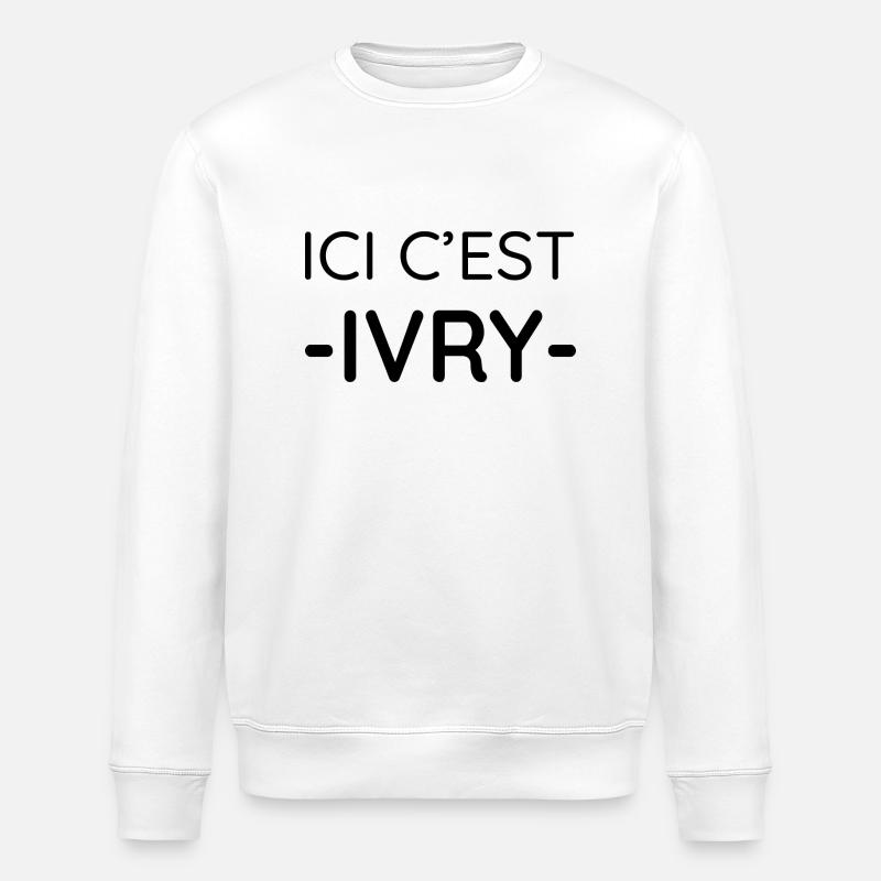 Ici c'est Ivry (noir) - Sweat bio ROLLER Stanley/Stella Unisexe - blanc