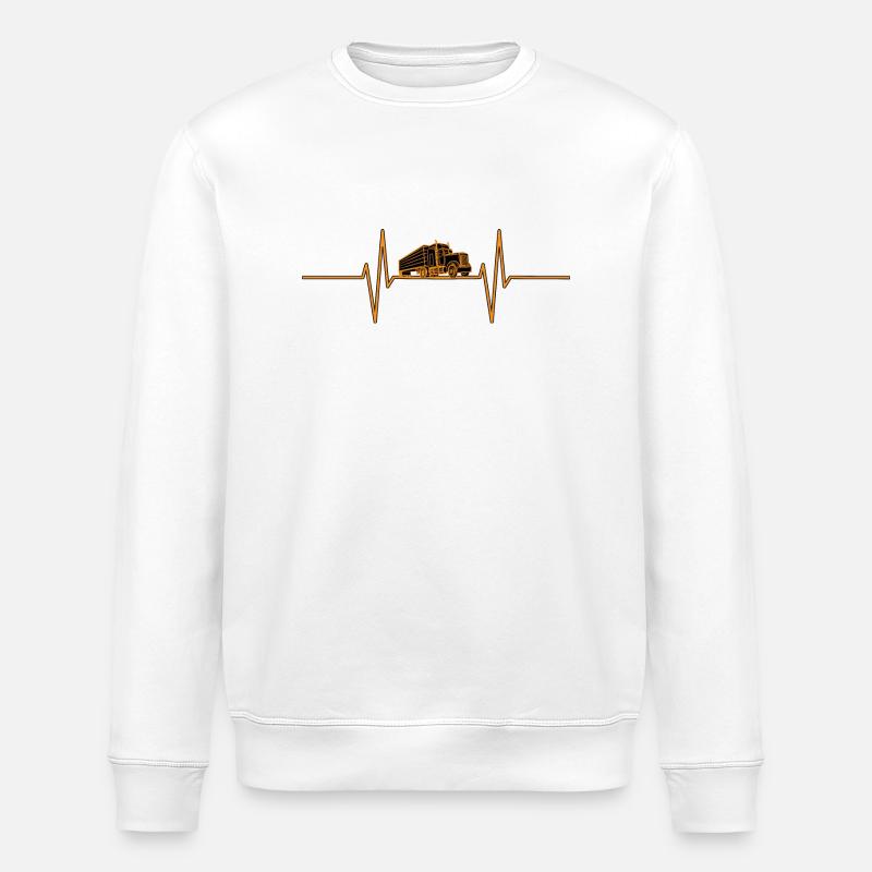 Battement de cœur avec camion - Sweat bio ROLLER Stanley/Stella Unisexe - blanc