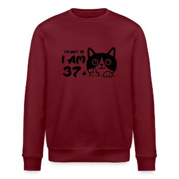 Ich bin nicht 38, ich bin 37 plus 1 Mittelfinger Katze Flip - Stanley/Stella Unisex Bio-Sweatshirt ROLLER - Weiß - Vorne - Nik (191cm)