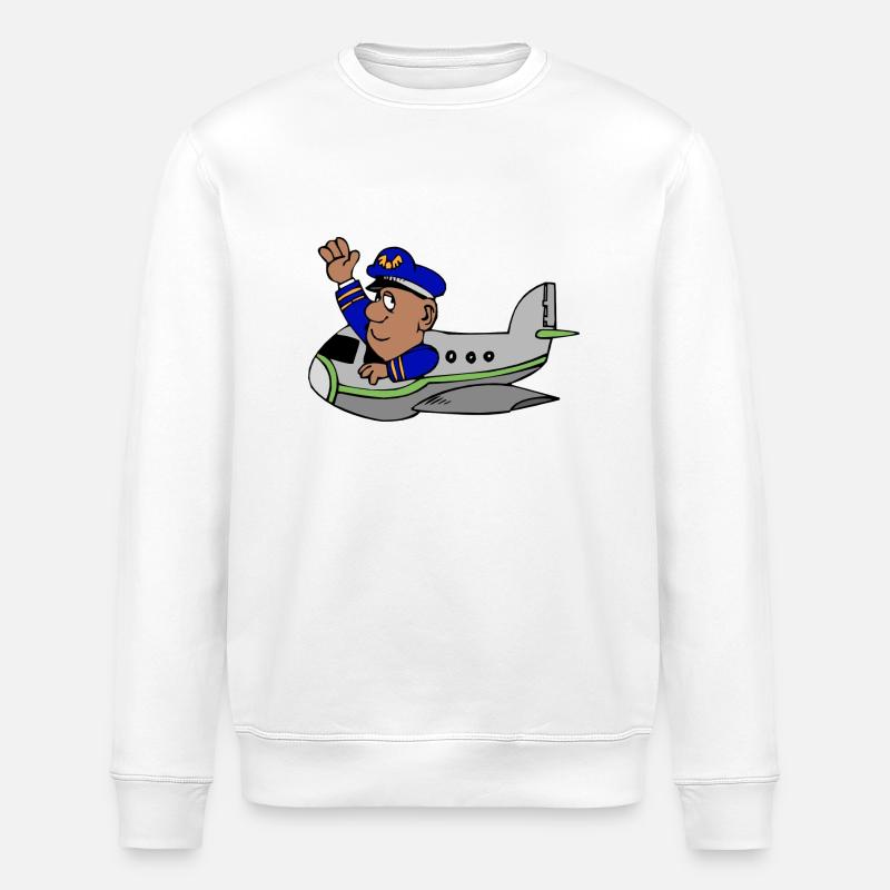 Plane with pilot - Stanley/Stella ROLLER Unisex Organic Sweatshirt - white