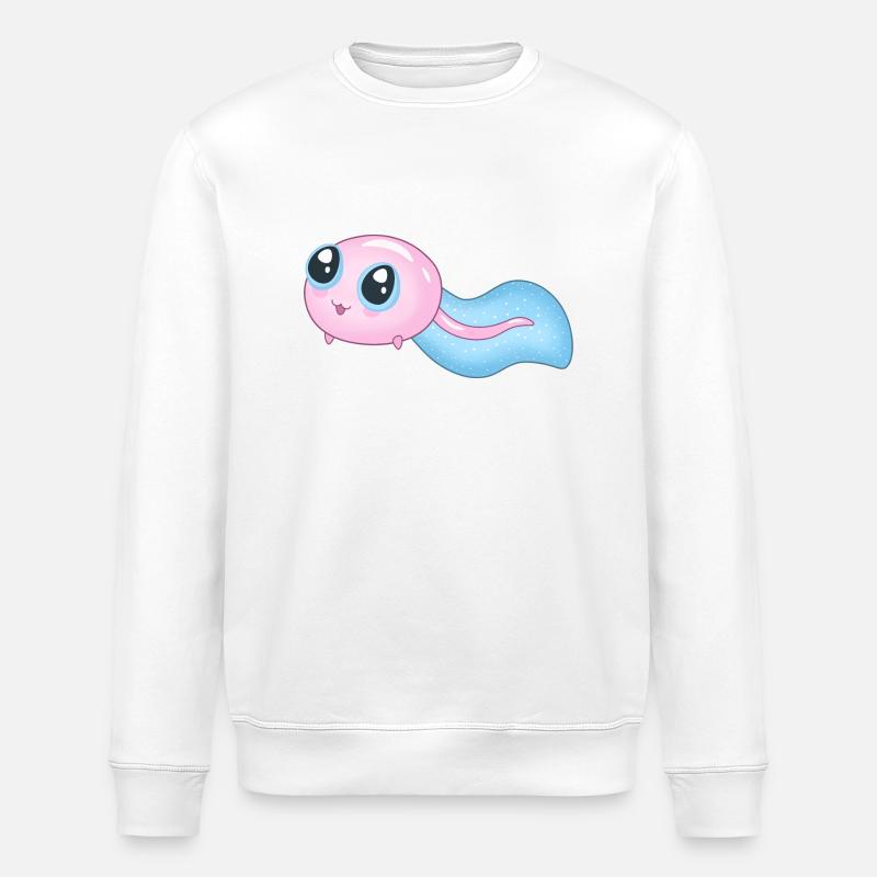 Süße Cyan Kaulquappe - Stanley/Stella Unisex Bio-Sweatshirt ROLLER - Weiß