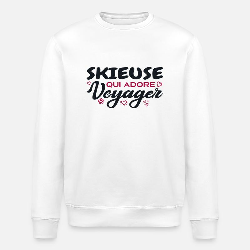 Skieuse globe-trotteuse passionnée de voyages - Sweat bio ROLLER Stanley/Stella Unisexe - blanc