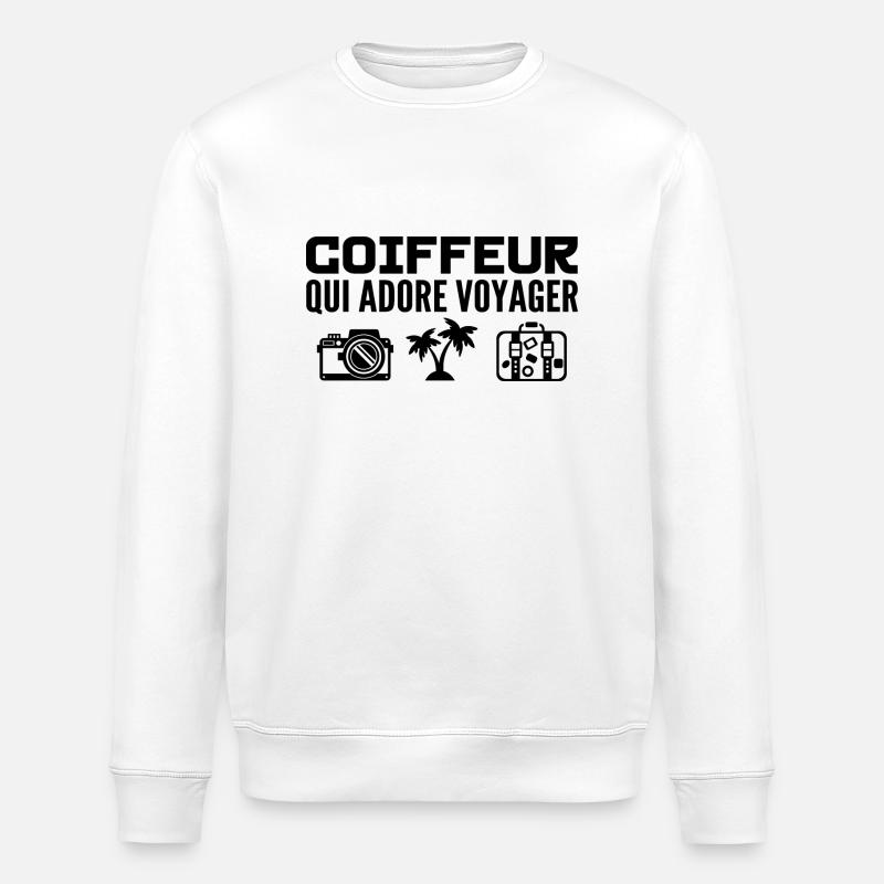 Voyageurs & Coiffeurs : Passion & Découverte - Sweat bio ROLLER Stanley/Stella Unisexe - blanc