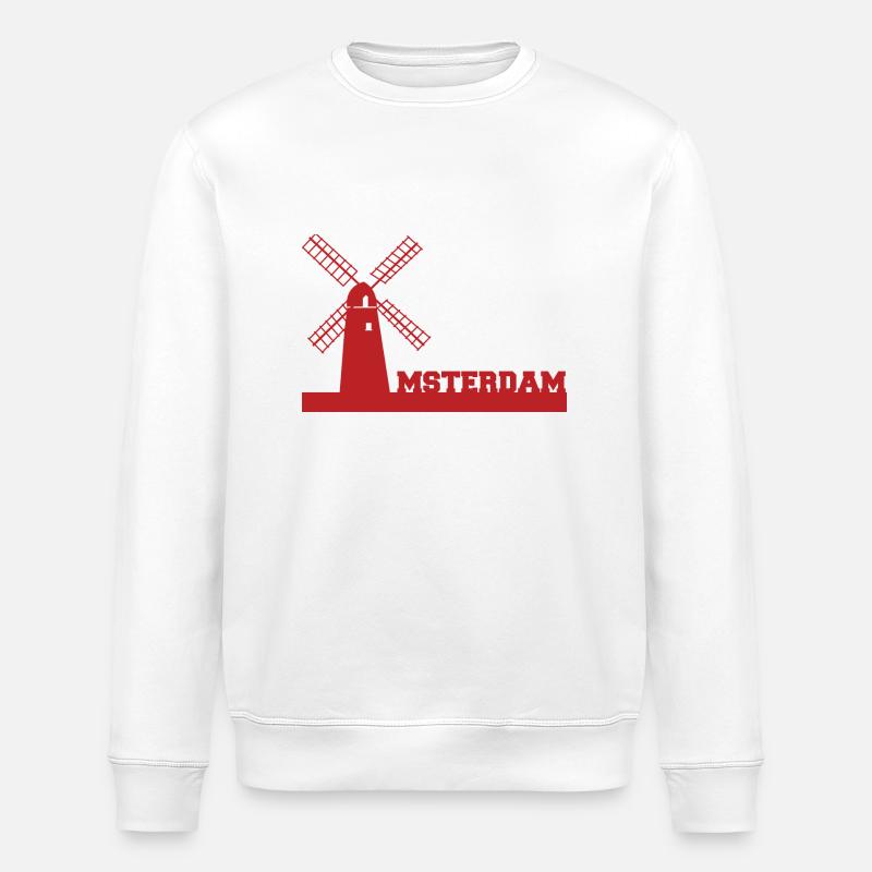 Amsterdam - Netherlands - Netherlands - Gift - Stanley/Stella ROLLER Unisex Organic Sweatshirt - white