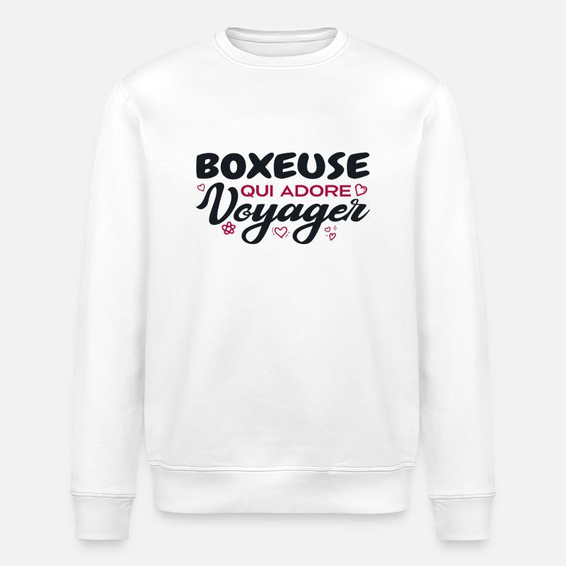Boxeuse globe-trotteuse passionnée de voyages - Sweat bio ROLLER Stanley/Stella Unisexe - blanc