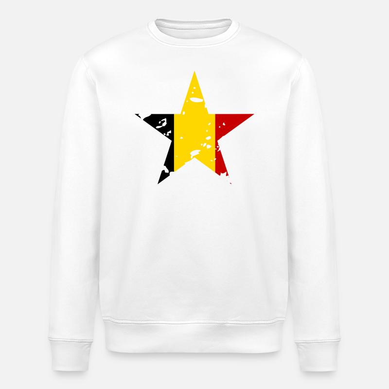 Drapeau Belgique Étoile - Sweat bio ROLLER Stanley/Stella Unisexe - blanc