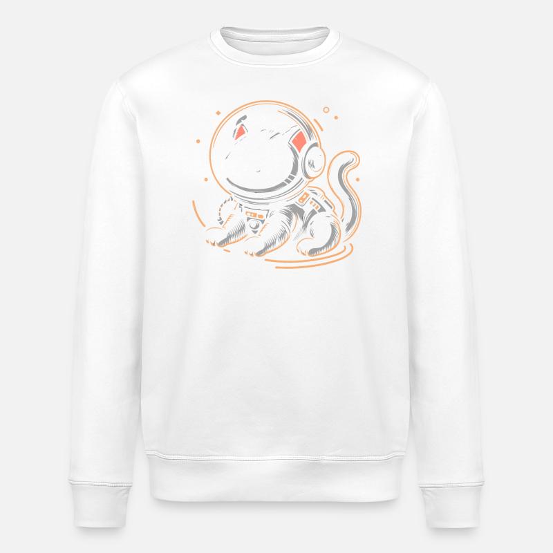 Chat astronaute - Sweat bio ROLLER Stanley/Stella Unisexe - blanc