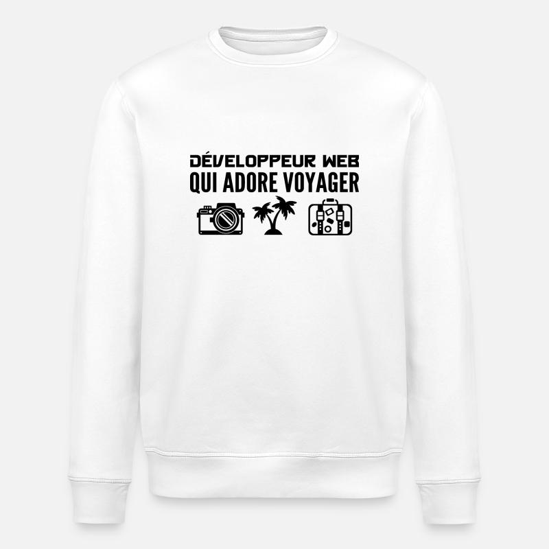 Travelers & Web Developers Passion & Discovery - Stanley/Stella ROLLER Unisex Organic Sweatshirt - white