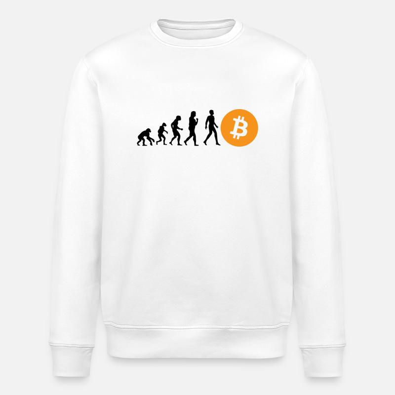 Crypto Evolution of BTC Bitcoin - Stanley/Stella ROLLER Unisex Organic Sweatshirt - white
