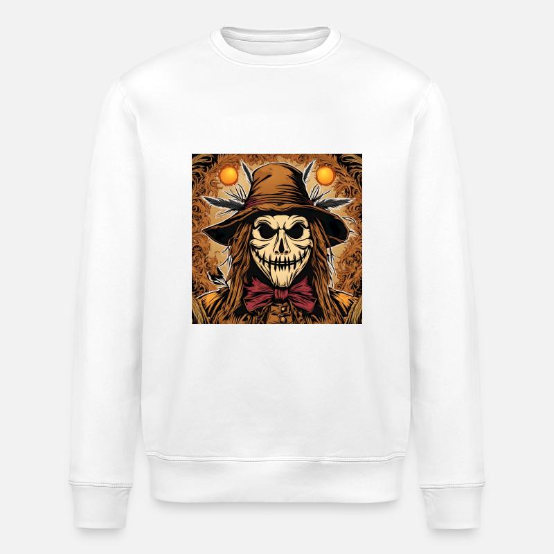 Porträt einer furchterregenden Vogelscheuche - Stanley/Stella Unisex Bio-Sweatshirt ROLLER - Weiß
