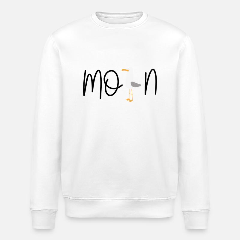 Moin mit Möwe - Im Norden sagt man Moin - Stanley/Stella Unisex Bio-Sweatshirt ROLLER - Weiß