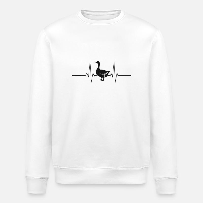 Gans Gänse Herzschlag Herzfrequenz - Stanley/Stella Unisex Bio-Sweatshirt ROLLER - Weiß