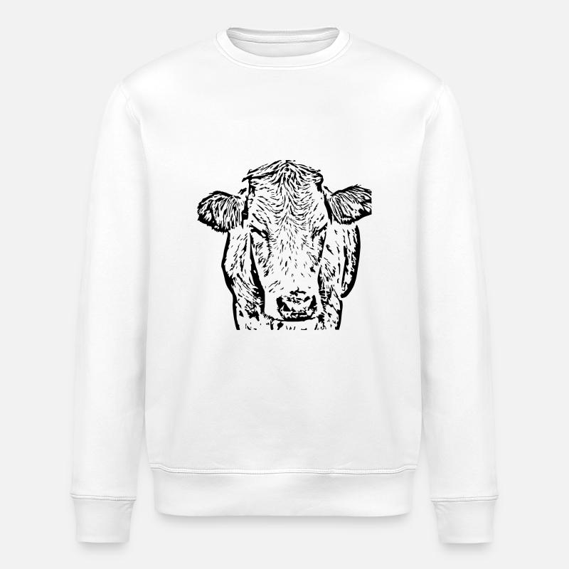 Kuh schwarz Kuhkopf Geschenk Bauern Landwirte - Stanley/Stella Unisex Bio-Sweatshirt ROLLER - Weiß