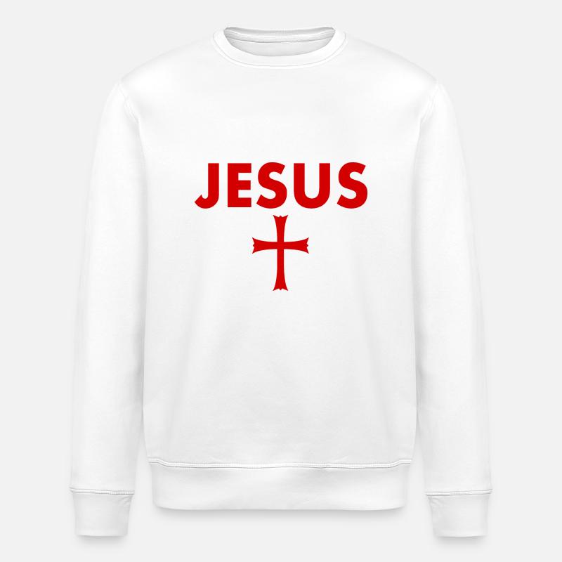 Jesus Cross - Stanley/Stella ROLLER Unisex Organic Sweatshirt - white