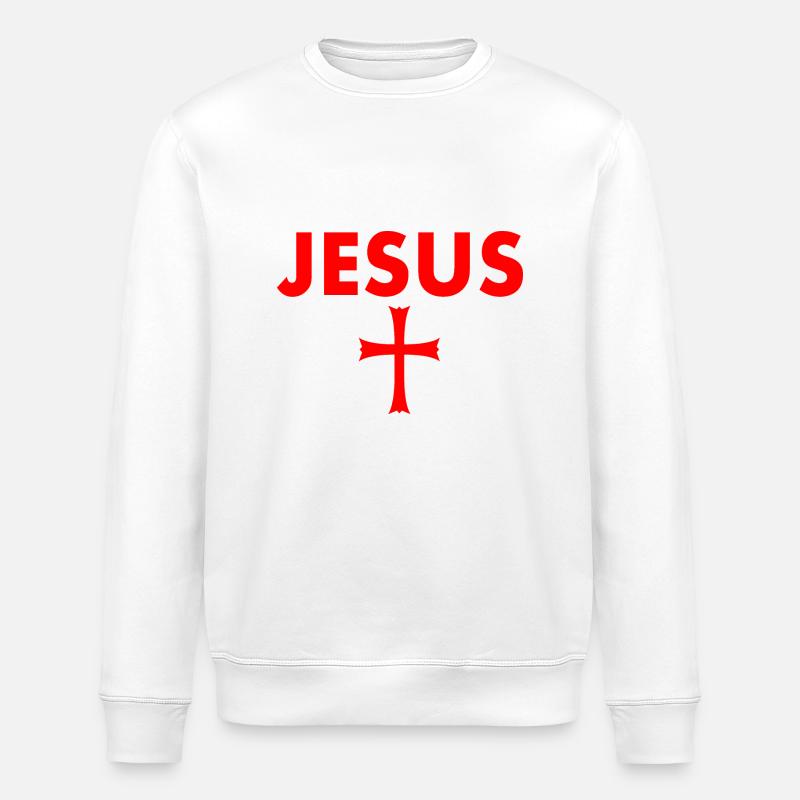 Jesus Cross - Stanley/Stella ROLLER Unisex Organic Sweatshirt - white