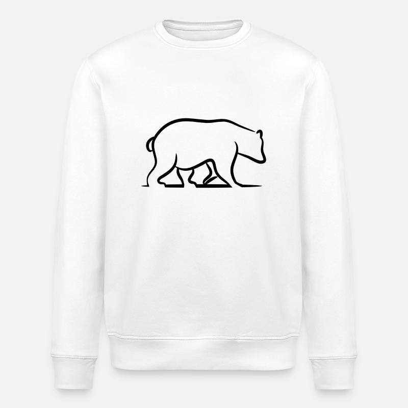 Ours brun - Grizzly - Sweat bio ROLLER Stanley/Stella Unisexe - blanc