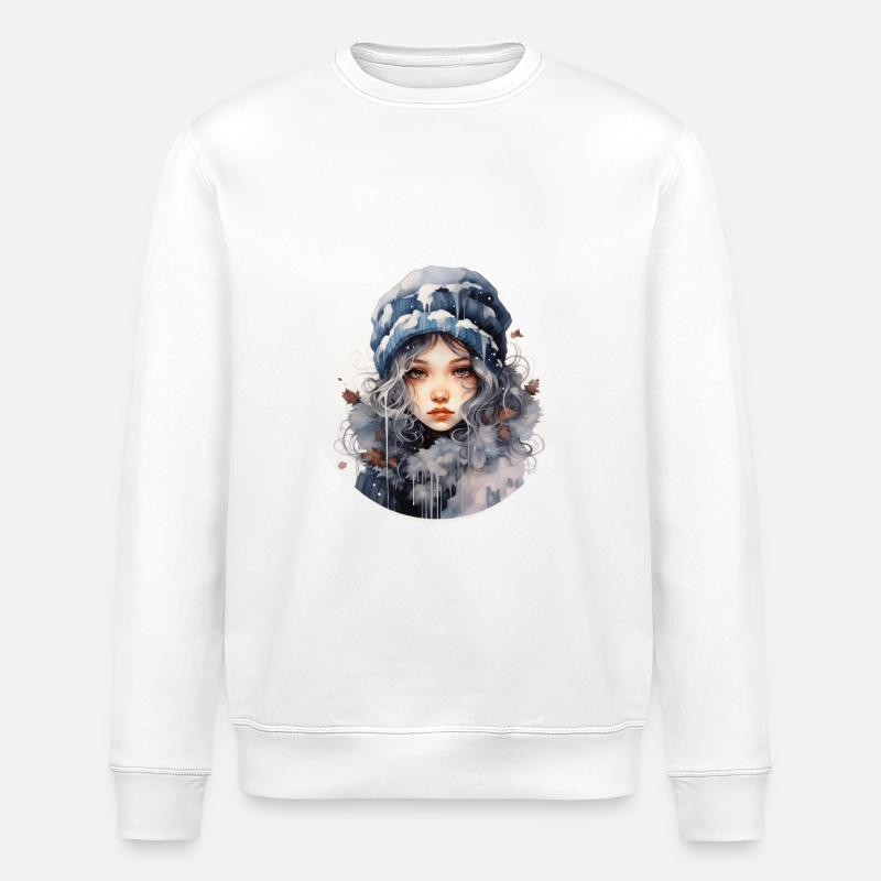 niedliches Wintermädchen - Stanley/Stella Unisex Bio-Sweatshirt ROLLER - Weiß