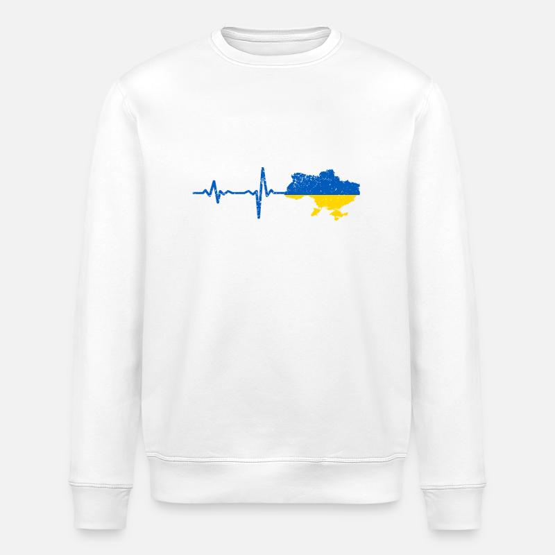 Heartbeat Ukraine Geschenk - Stanley/Stella Unisex Bio-Sweatshirt ROLLER - Weiß