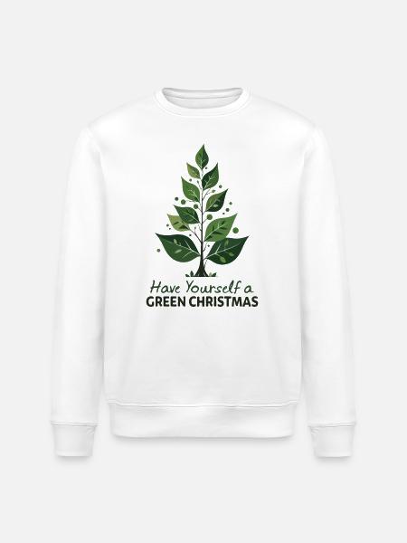 Eco Friendly Green Christmas Tree - Stanley/Stella ROLLER Unisex Organic Sweatshirt - white