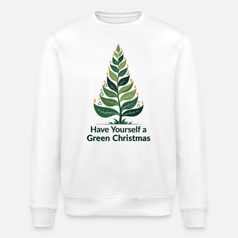Sapin de Noël vert écologique - Sweat bio ROLLER Stanley/Stella Unisexe - blanc